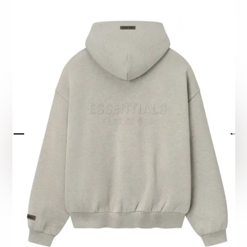 Brand New Fear Of God Essentials Embossed Men's Grey Hoodie - Zipper